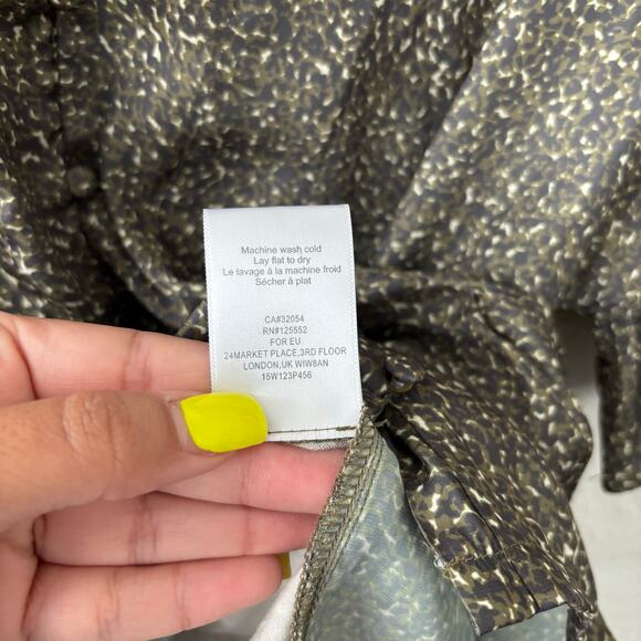 Anthropologie Dolan Olive Green Short Sleeve Ruffle Blouse Top Size Petite Small - Picture 5 of 10